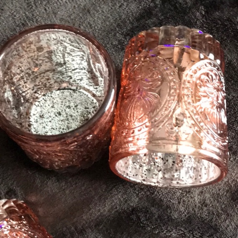 Set of 3 Primrose Rose Gold Mercury Votive Holders - Picture 5 of 6